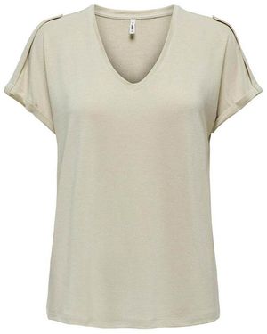 ONLY Camiseta brillante con cuello de pico - Neutro