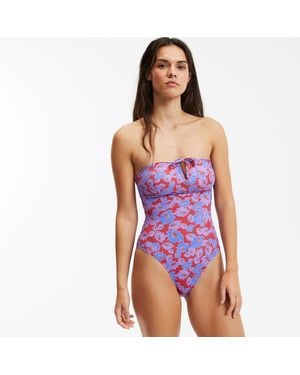 La Redoute Bañador estilo bustier con estampado de flores - Morado