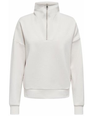 Only Play Sudadera con media cremallera Lounge - Blanco