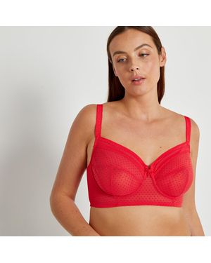 LA REDOUTE COLLECTIONS PLUS Sujetador palabra de honor de tul plumetis Aerobie - Rojo