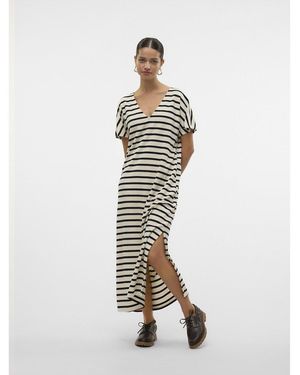 Vero Moda Vestido largo a rayas - Blanco