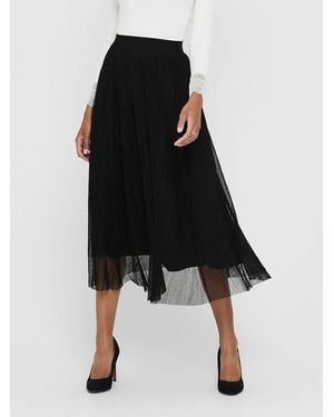 ONLY Falda larga plisada - Negro