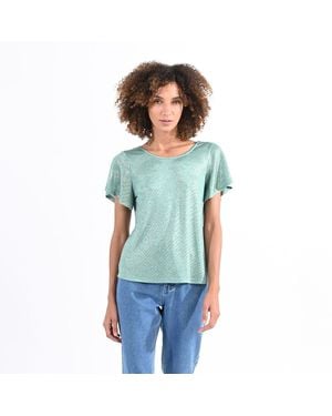 Molly Bracken Camiseta de cuello redondo con espalda cruzada - Azul