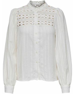 ONLY Blusa de cuello alto con detalle bordado - Gris