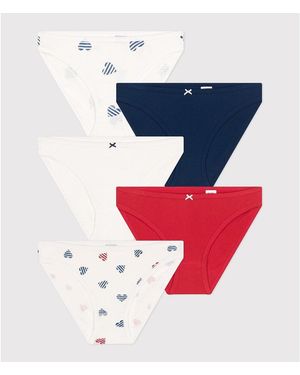 Petit Bateau Lote de 5 braguitas de algodón - Rojo