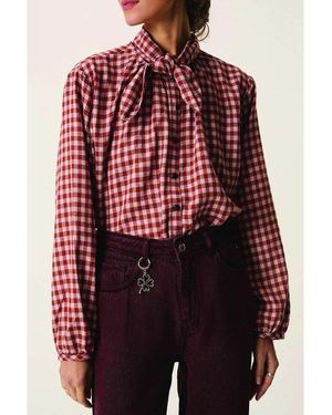 Des Petits Hauts Blusa de cuadros con cuello lavallière, RAINBOW - Rojo