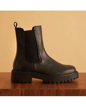 La Redoute Botines De Piel Con Suela Dentada Signature Judith. Talla. Color - Negro