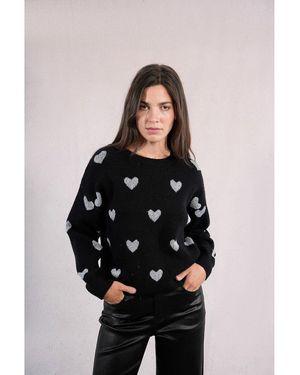 Molly Bracken Jersey De Punto Con Estampado De Corazones. Talla. Color - Negro
