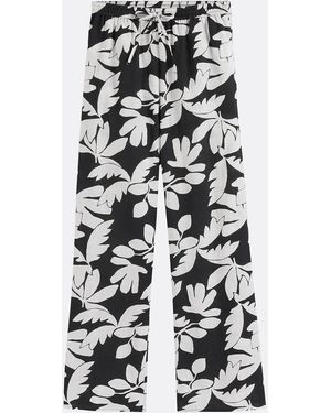La Redoute Pantalones estampados de pernera ancha, cintura elástica - Negro