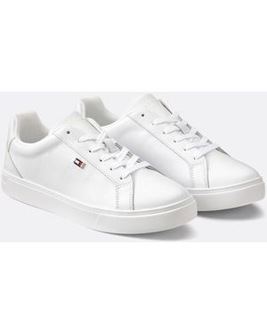 Tommy Hilfiger Zapatillas de piel Flag Court - Blanco