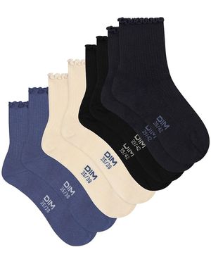 DIM Juego de 4 calcetines de media caña - Azul