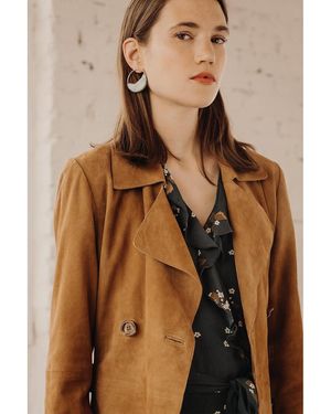 La Redoute Gabardina larga de cuero - Negro