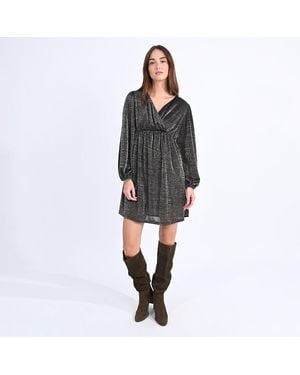 Molly Bracken Vestido manga larga escote cruzado - Negro