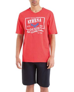 Athena Pijama con short camiseta cuello de pico - Azul