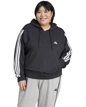 adidas Sudadera con capucha con cremallera Essentials 3-Stripes (Grande) - Negro