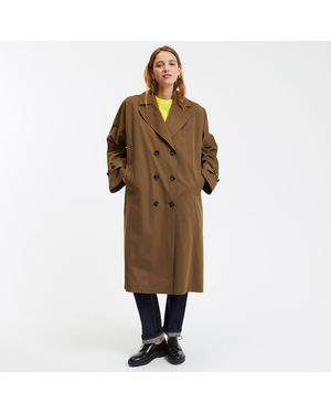 La Redoute Gabardina larga oversize con doble botonadura - Marrón