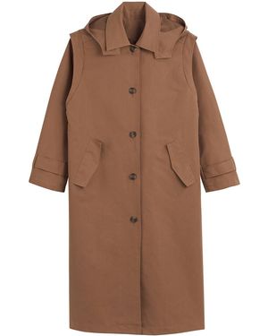 La Redoute Trench abotonado con capucha extraíble - Marrón