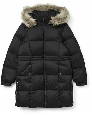 Vero Moda Chaqueta larga acolchada con capucha con pelo - Negro