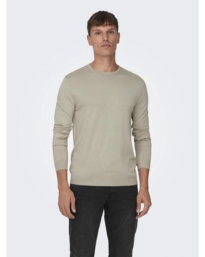 Only & Sons Jersey ligero de cuello redondo, recto - Gris