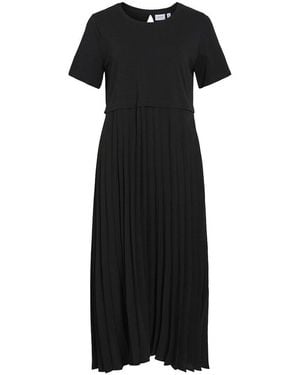 Vila Vestido midi plisado - Negro