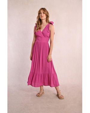 Molly Bracken Vestido midi de tirantes con lazos - Rosa