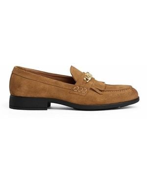 Tommy Hilfiger Mocasines de ante con flecos - Marrón