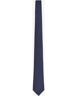 Gucci Silk Jacquard Tie With Horsebit - Blue