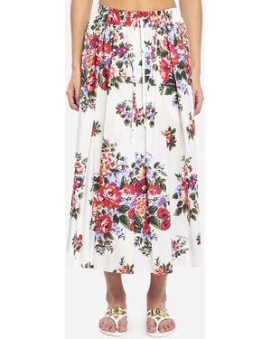 Dolce & Gabbana Long Skirt With A Floral Print - Red