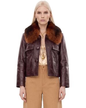 Chloé Short Leather Jacket - Brown