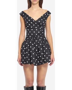 Self-Portrait Polka Mini Dress - Black