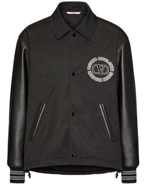 Valentino Garavani Nylon Track Bomber Jacket - Black