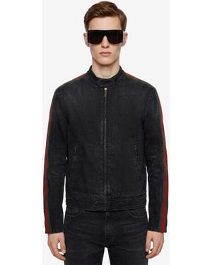 Gucci Web Cotton Denim Biker Jacket - Black