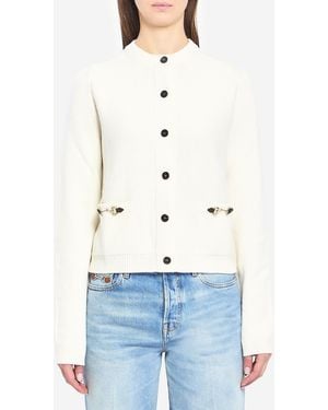 Gucci Cashmere Wool Cardigan With Morsetto - White