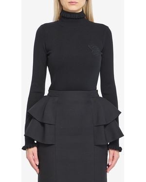 Valentino Garavani Turtleneck With Ruffles - Black