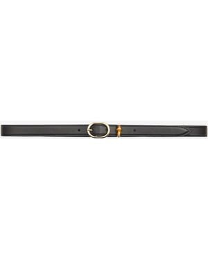 Gucci Skinny Belt With Oval Buckle - White