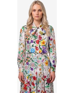 Gucci Printed Silk Twill Shirt - White