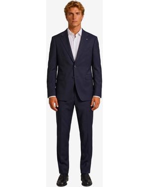 Tagliatore Biue Napoli Singlebreasted Virgin Wool Suit - Blue