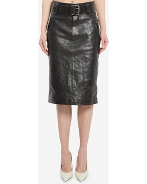 Saint Laurent Pencil Skirt With Belt - Black