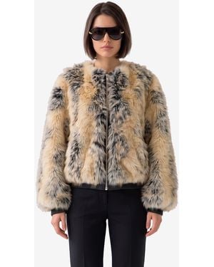 Frankie Shop Combo Gina Faux Fur Bomber Jacket - Natural