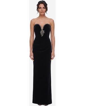 Self-Portrait Maxi Velvet Dress - Black