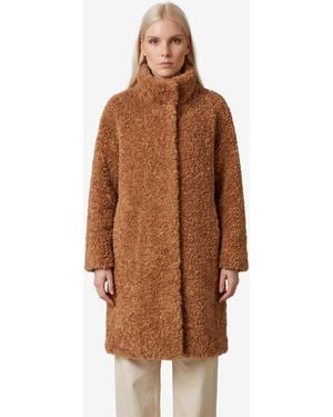 Herno Curly Faux Fur Coat - Brown