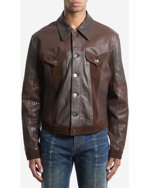 Versace Slimfit Leather Blouson - Brown