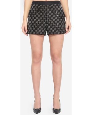 Gucci Embroidered Lam Wool Tweed Shorts - Black