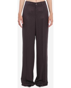 Gucci Silk Jacquard Pant With Horsebit - Brown