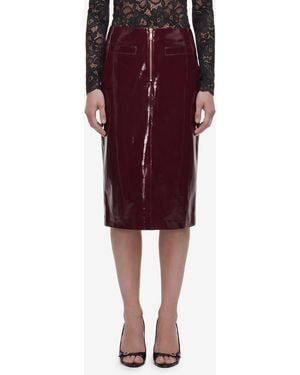 Self-Portrait Faux Leather Skirt - Purple