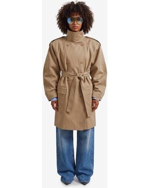 Frankie Shop Trench Corto Midi Tess - Blu