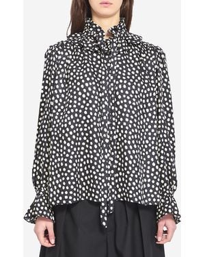 Chloé Polka Dot Blouse With Ruffles - Black