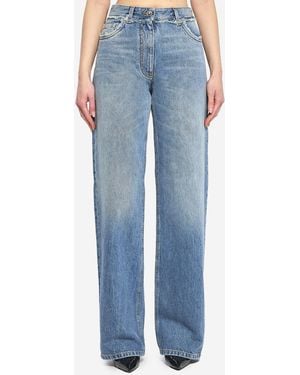 Versace Raw Cut Frayed Jeans - Blue