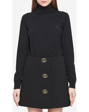 Gucci Embroidered Wool Turtleneck - Black