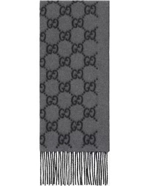 Gucci Gg Cashmere Scarf - Grey